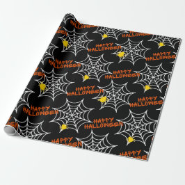 Papel De Presente Halloween Black Spider Web