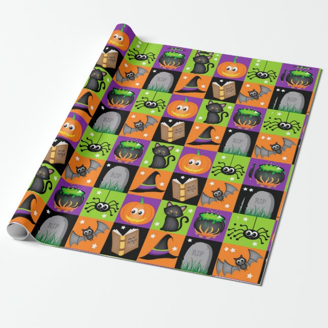 Papel De Presente Halloween Colors (Desenrolado)