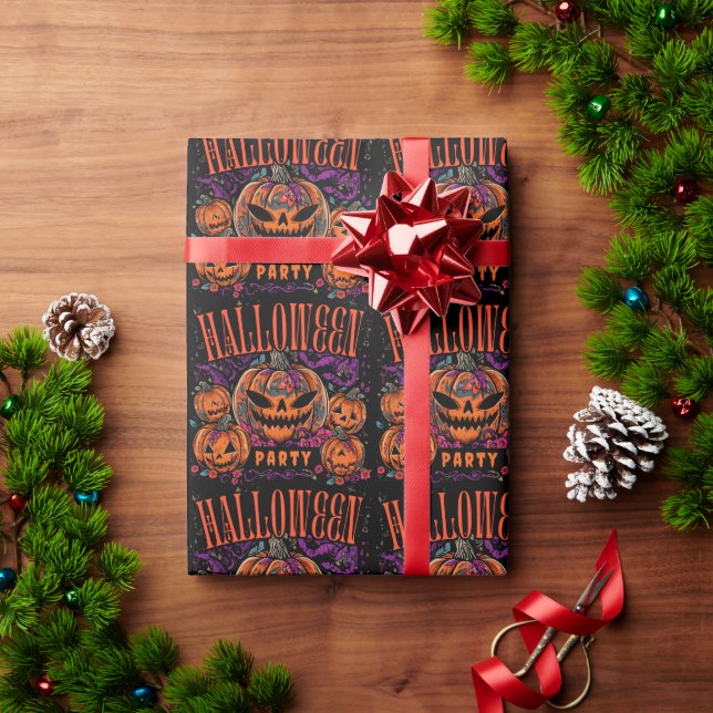 Papel De Presente Halloween, Coven de Abóbora em Flor, Gótico (Presente de Natal)