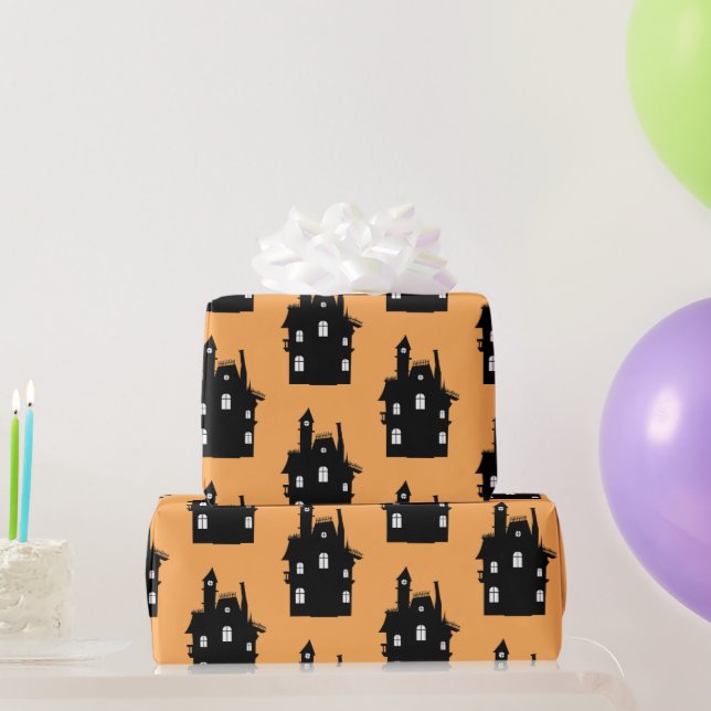 Papel De Presente Halloween, Crianças Negras e Laranja Engraçadas (Presentes para festas)