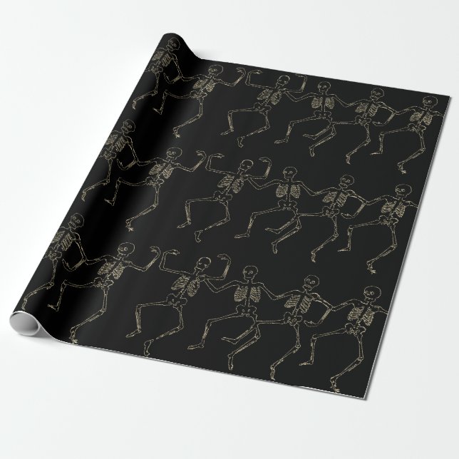 Papel De Presente Halloween Dancing Skeletons (Desenrolado)
