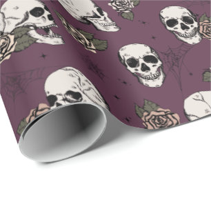 Papel De Presente Halloween De Capelões Góticos De Uva Elegante