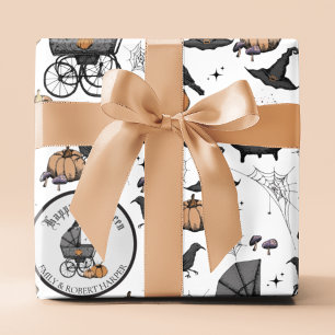 Papel De Presente Halloween de Carruagem de bebê de Gótico personali