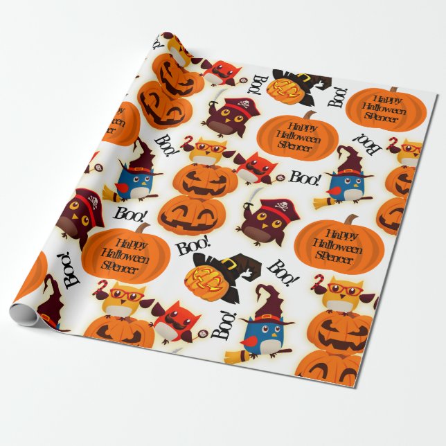 Papel De Presente Halloween de Pumpkins Personalizado (Desenrolado)