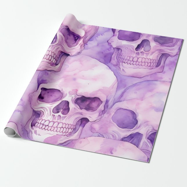 Papel De Presente Halloween de Scules Roxo Funky (Desenrolado)