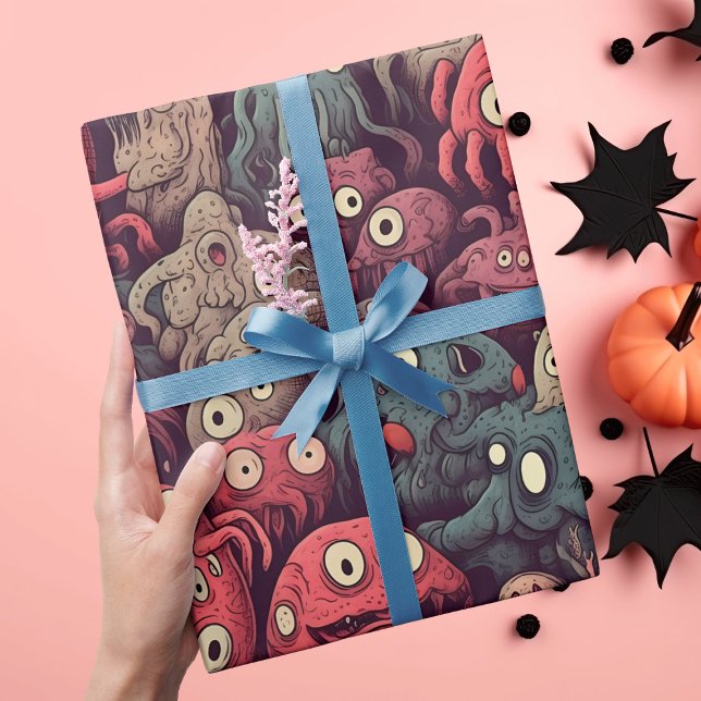 Papel De Presente Halloween do Monstro dos Olhos, Bonito e Bonito (Criador carregado)