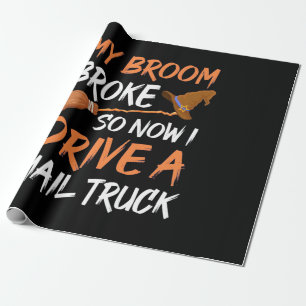 Papel De Presente Halloween Eu Dirigo Um Caminhão De Correio