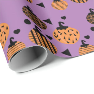 Papel De Presente Halloween Geométrico Confetti Pumpkins