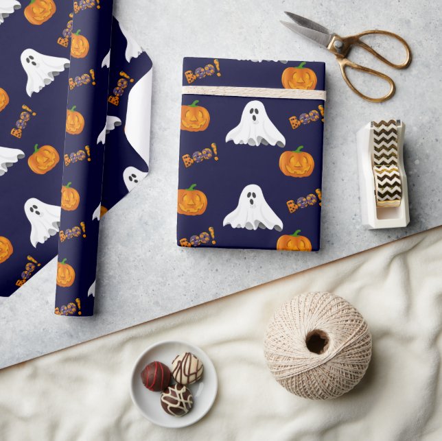 Papel De Presente Halloween Ghost Jack O' Lantern Pattern (Artesanato)