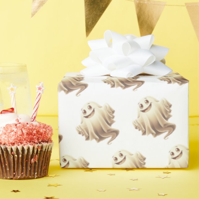 Papel De Presente Halloween Ghost Smiling (Festa de aniversário)