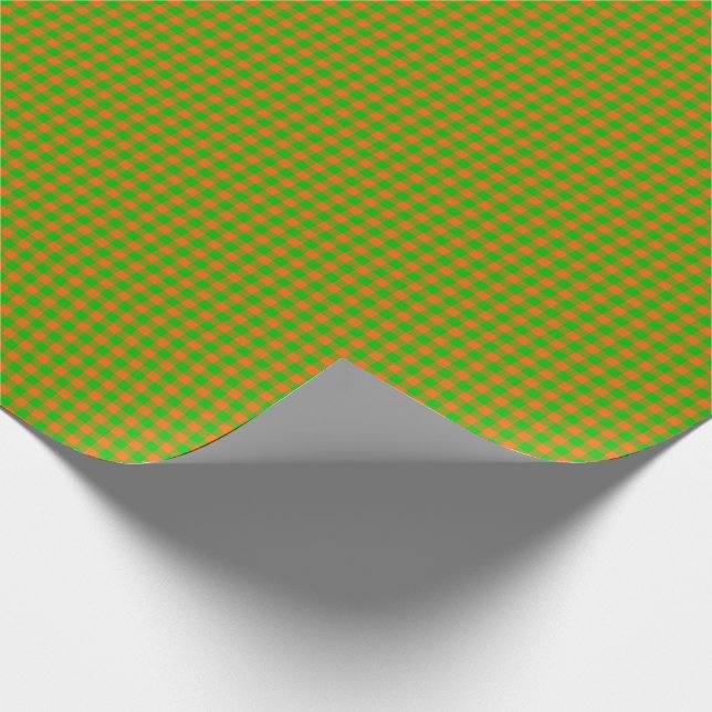 Papel De Presente Halloween Gingham 04,Orange-Green-Gift Wrap (Ponta)