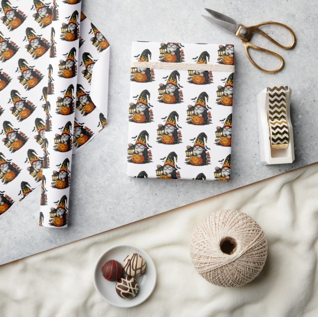 Papel De Presente Halloween Gnome Wrapping Paper (Artesanato)