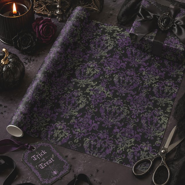 Papel De Presente Halloween Gótico Vitoriano Roxo (Criador carregado)