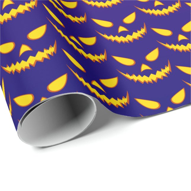 Papel De Presente Halloween Grinning Face Jack o Lanterna Pumpkin (Ponta do rolo)