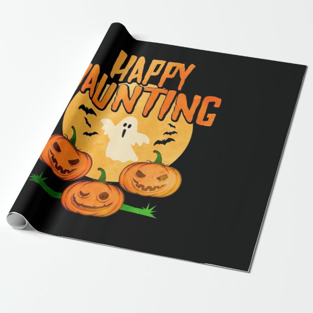 Papel De Presente Halloween Happy Haunting (Desenrolado)