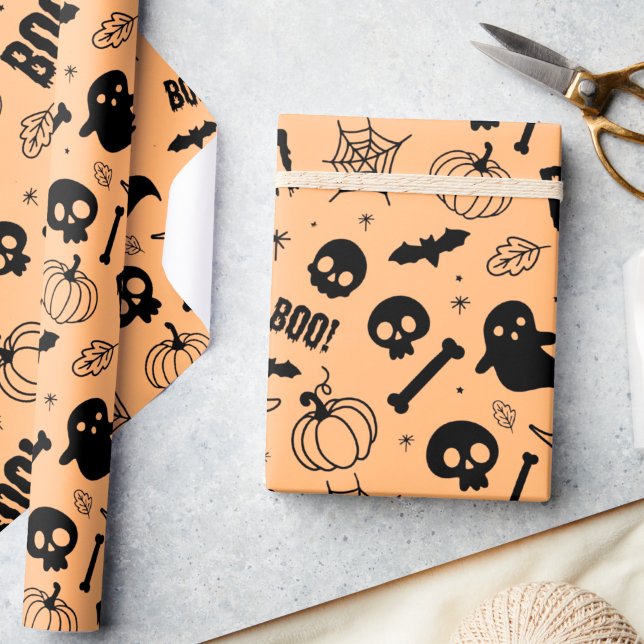 Papel De Presente Halloween Molhando Papel Kid Orange Halloween (Criador carregado)