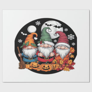 Papel De Presente Halloween Natal Dia de Ação de Graças Gnomos Cláss