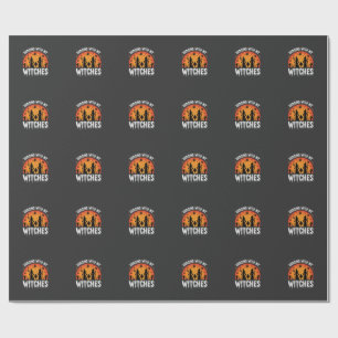Papel De Presente Halloween Pendurado Com Minhas Bruxas Lua Vintage