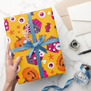 PAPEL DE PRESENTE HALLOWEEN PUMPKIN E OLHOS