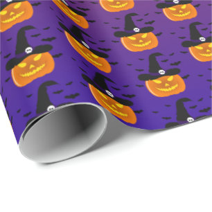 Papel De Presente Halloween Pumpkin Jack o’ Lantern Withat