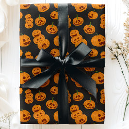 Papel De Presente Halloween Pumpkins Funny Jack O'Lanterns Patterno