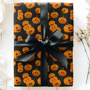Papel De Presente Halloween Pumpkins Funny Jack O'Lanterns Patterno