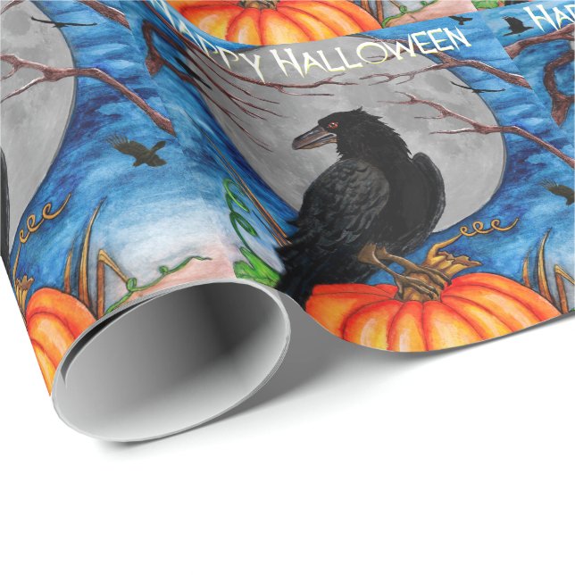 Papel De Presente Halloween Raven (Ponta do rolo)