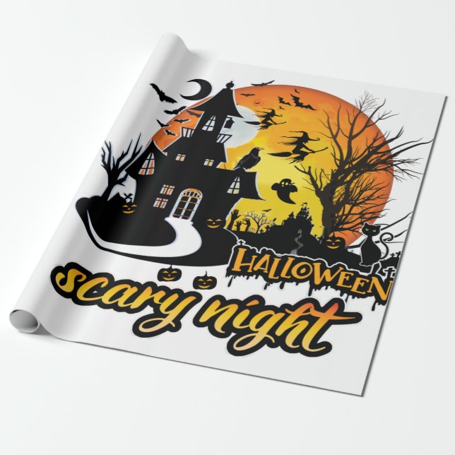 Papel De Presente Halloween Scary Night (Desenrolado)
