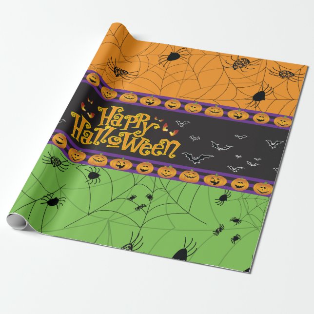 Papel De Presente Halloween Scary Spider Webs (Desenrolado)