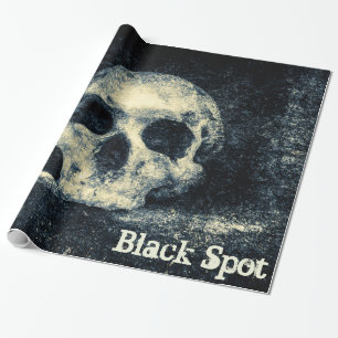 Papel De Presente Halloween Skull Black Spot