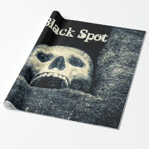 Papel De Presente Halloween Skull Black Spot