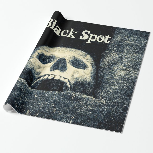 Papel De Presente Halloween Skull Black Spot (Desenrolado)