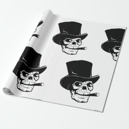 Papel De Presente HALLOWEEN SKULL COM chapéu