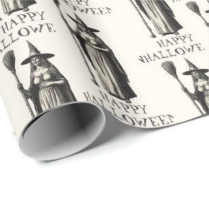 Papel De Presente Halloween Spooky Bruxa Cheia