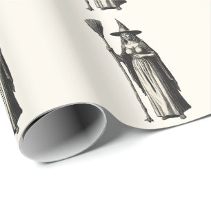 Papel De Presente Halloween Spooky Bruxa Cheia