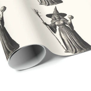 Papel De Presente Halloween Spooky Bruxa Cheia