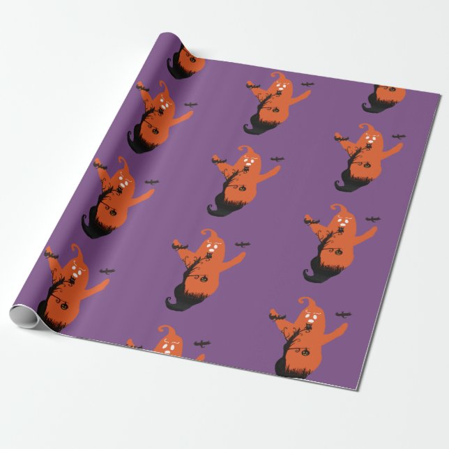 Papel De Presente Halloween Spooky Ghost Wrappaper (Desenrolado)