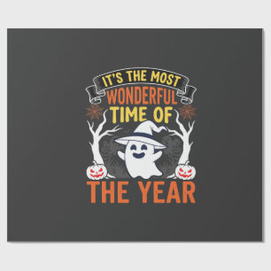Papel De Presente Halloween Tempo Maravilhoso Fantasma e Abóbora Vin