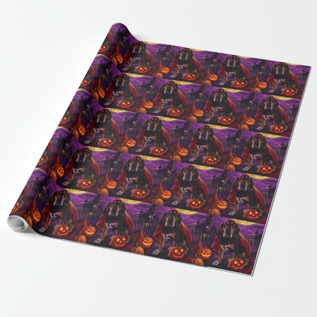 Papel De Presente Halloween Treing Walker Vampire Pumpkins assustado (Desenrolado)