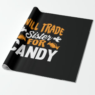 Papel De Presente Halloween Trocará Irmã Para O Aniversário De Doces