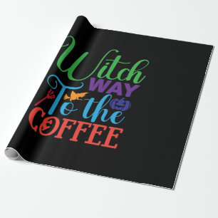 Papel De Presente Halloween Witch Caminhando Para O Café