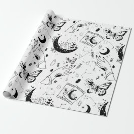 Papel De Presente Halloween Witch Tarot Card Crystal Moon