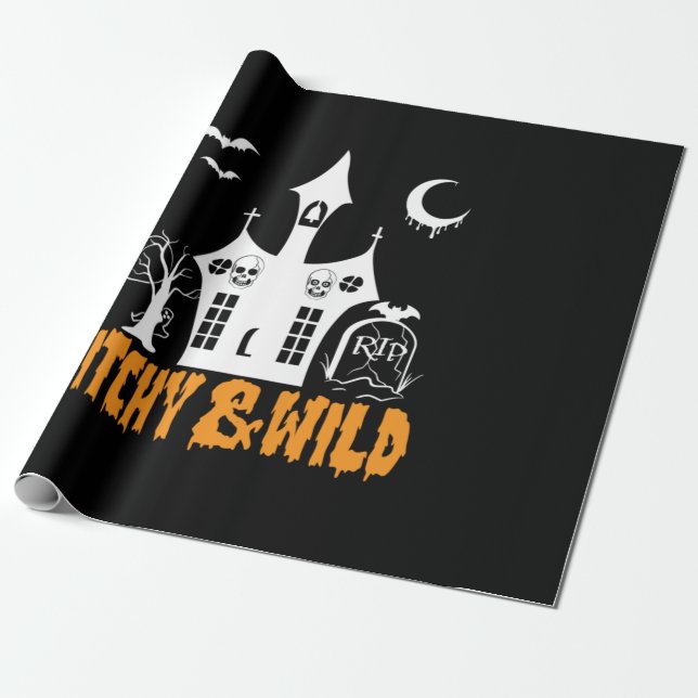Papel De Presente Halloween Witchy E Wilthday (Desenrolado)