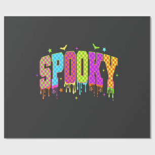 Papel De Presente Halloween Xadrez Assustador