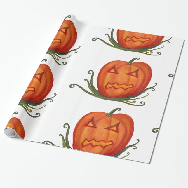 Papel De Presente HalloweenPumpkins Wrapping Paper (Desenrolado)