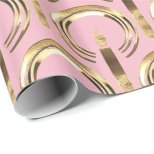 Papel De Presente Halo em torno do padrão de chama da Vela, rosa e D