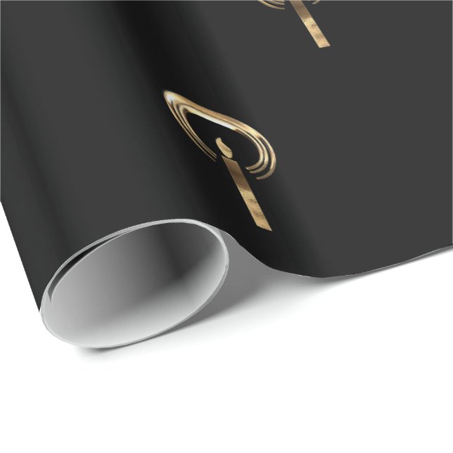 Papel De Presente Halo em torno do padrão de chamas preto e Dourado (Ponta do rolo)