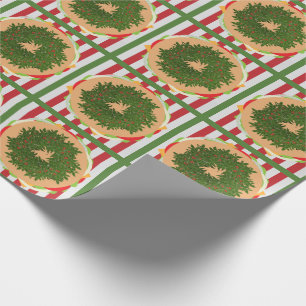 Papel De Presente Hamburger cheeseburger holly wreath red green