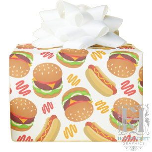 Papel De Presente Hamburgers e Cachorros Quentes