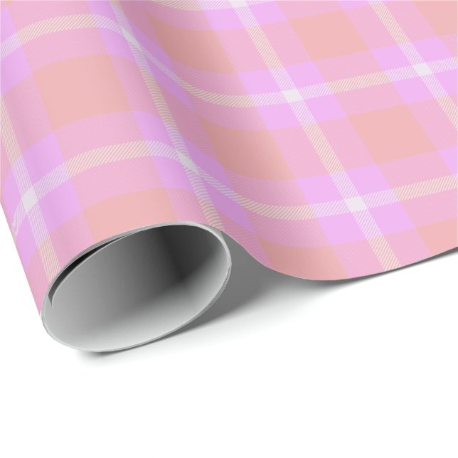Papel De Presente HAMbWG Matte Wrapping Paper - Tartan Rosa/Pêssego (Ponta do rolo)